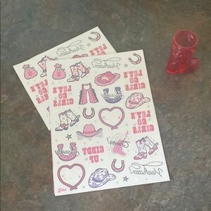 Cowgirl Party Tattoos and plastic Cowgirl Boot Glasses